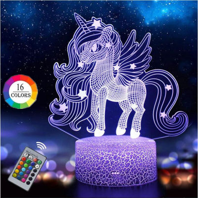 3D LED Unicorn Night Lamp Light for Kids Lover Unicorn Lamp 16 Colors Change with Remote Valentines Day Present Birthday Gifts