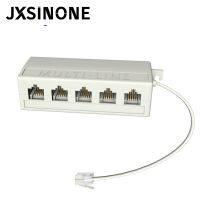 JXSINONE RJ11 Jack 5 Way Outlet Telephone Phone Modular Line Splitter Plug Adapter 6P4C Cables Converters