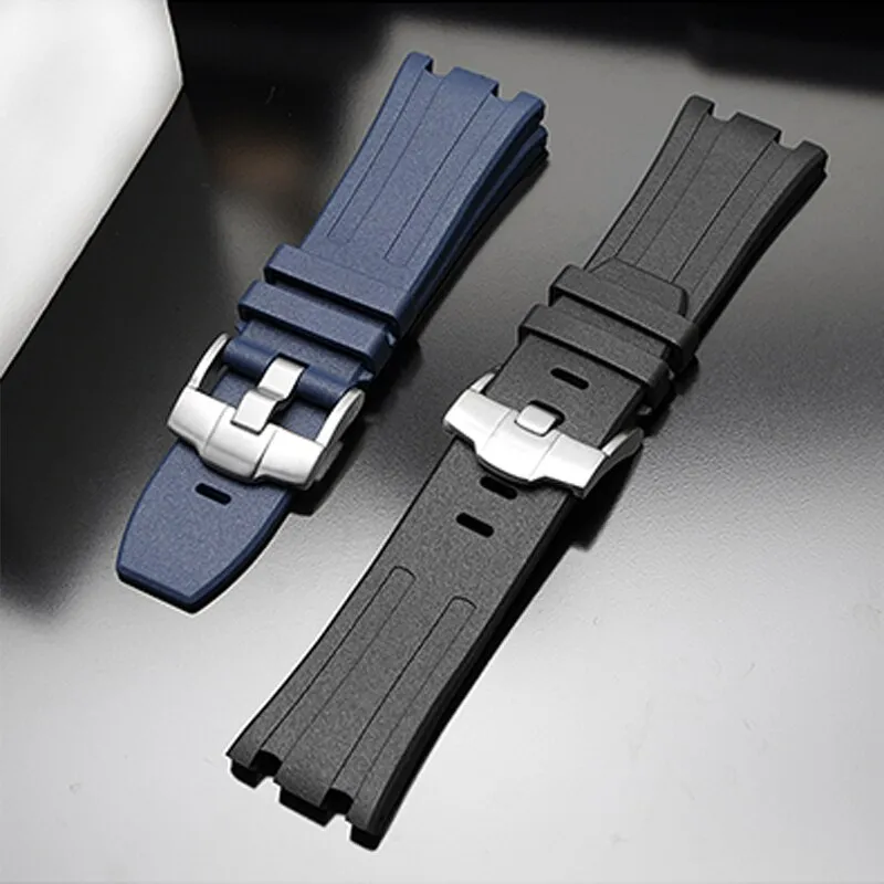 Aotelayer 28mm Nature Fluoro Rubber Watchband for Audemars Piguet Watch Strap Men Silicone Watch Band Accessories for AP 15703