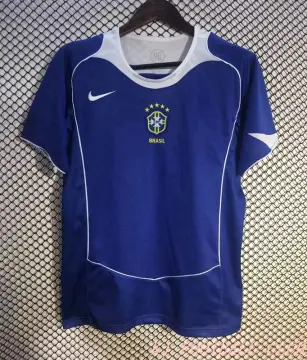 2004 Brazil Away White Retro Soccer Jersey