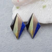 Natural Gemstone Labradorite,Obsidian,Sun Stone,Lapis Lazuli intarsia fashion Woman Earrings,Popular jewelry,33x20x4mm,6.8g