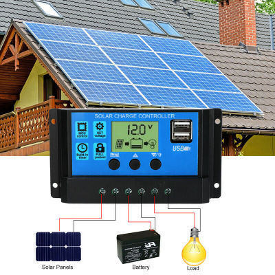 ส่งจากไทย โซล่าชาร์จเจอร์ แบตเตอรี่ 12v/24V PWM มีให้เลือกตั้งแต่ 60A 30A 20A 10A ควบคุมแผงโซล่า Solar charge controller.