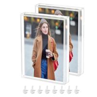 Acrylic Photo Frame 2 Pack 4X6 Clear Free Standing Desktop Double Sided Photo Display Clear Free Standing Desktop Double Sided Picture Display for Gift functional