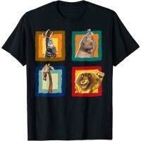 Madagascar Group Shot Quad Panel Poster T-Shirt Fashion Tops For Men Women