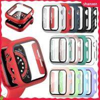SHANXEN กระจกนิรภัย ฝาครอบเต็ม ใส iWatch 38mm 40mm4 2mm 44mm ตัวป้องกันหน้าจอ สำหรับ Apple Watch Case เคสป้องกัน
