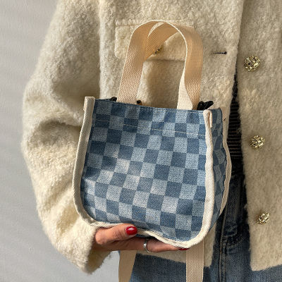 Korean Style Ins Canvas Handbags Womens Simple Fashion Bucket Bag One-Shoulder Versatile Niche Crossbody Mini Bag