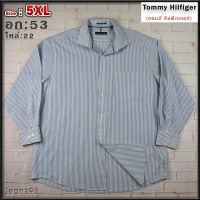 Tommy Hilfiger®แท้ อก 53 ไซส์ 5XL เสื้อเชิ้ตผู้ชาย ทอมมี่ ฮิลฟิกเกอร์ สีน้ำเงินอ่อน เสื้อแขนยาว เนื้อผ้าดีสวยๆ