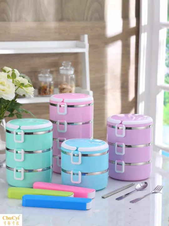 Students' stainless steel multi-layer insulated lunch boxes are divided