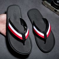 HOT11★WEH ชายรองเท้าแตะสำหรับผู้ชาย Flip Flops รองเท้าชายหาดฤดูร้อนรองเท้าแตะในร่มหรือกลางแจ้งกีฬา Homme Slides สีดำ