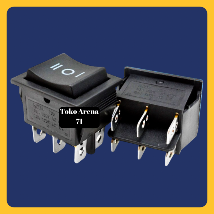 ROCKER SWITCH SAKLAR SWITCH ON OFF ON KOTAK HITAM 6PIN 6 PIN 6P 6 KAKI