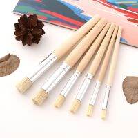 [Kiki tool store] Wooden Stencil Paint Brushes Set Round Tip Bristle Hair Paintbrush Easy to Clean Art Supplies Gift for Drawing Painting Crafts