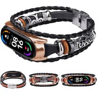 Retro Strap for Mi Band 6 5 Leather Beading Bracelet Fashion Braided Strap For Xiaomi Mi Band6 Mi Band6 Mi Band 5 6 Wristband Smartwatches