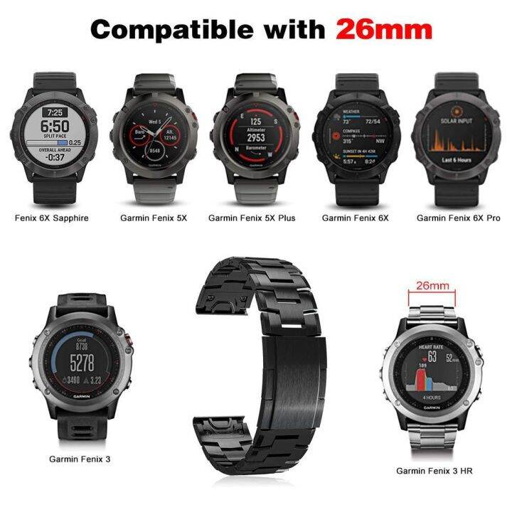 สำหรับ-garmin-fenix-6-22mm-ไทเทเนียมอัลลอยเชื่อมจักรยานสายนาฬิกาข้อมือ-สีดำ