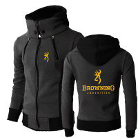 BROWNING 2022 Men’s New Spring and Autumn Printing Jackets Warmer Windproof Double Zipper Up Design Hooded Turtleneck Coats Tops