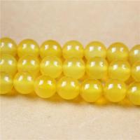 Yellow Agates Round Gem Loose Strand Beads 15" Strand 4 6 8 10 12MM Pick Size For Jewelry Making