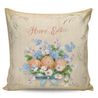 Vintage Spring Flowers and Easter Eggs Pillow Cases Holiday Home Decor Cushion Cover Sofa Decor Pillowcase