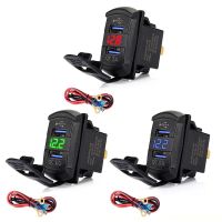 Quick Charge 3.0 Dual USB Rocker Switch QC 3.0 Fast Charger LED Voltmeter for Boats Car Truck Motorcycle Smartphone Tablet