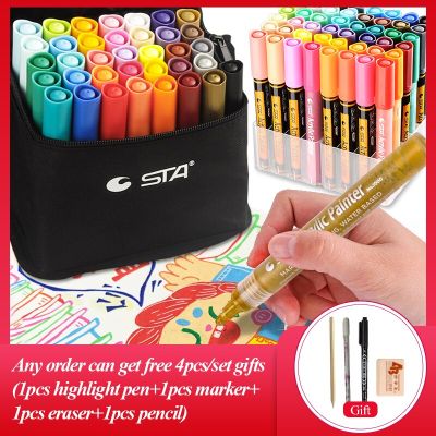 STA Acrylic Marker Pen Waterproof mMulticolour Set For Stone Glass Metal Fabric Canvas Art School Student Supplies For Artist