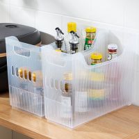 Solid color plastic transparent rectangular storage box with handle