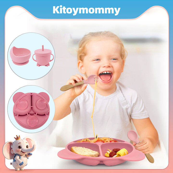 Baby Feeding Set 6pcs Silicone Baby Plate and Bowl Set with Suction Cup