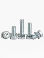 10pcs M8x12 M10x16 Phillips Hex Bolt Cross Recessed Hexagonal Screw with Flat Washer and Spring Washer Carbon Steel