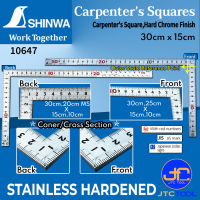 Shinwa ฉากสแตนเลสมาตราฐาน JIS ขนาดกลาง - Carpenters Square,Hard Chrome Finish