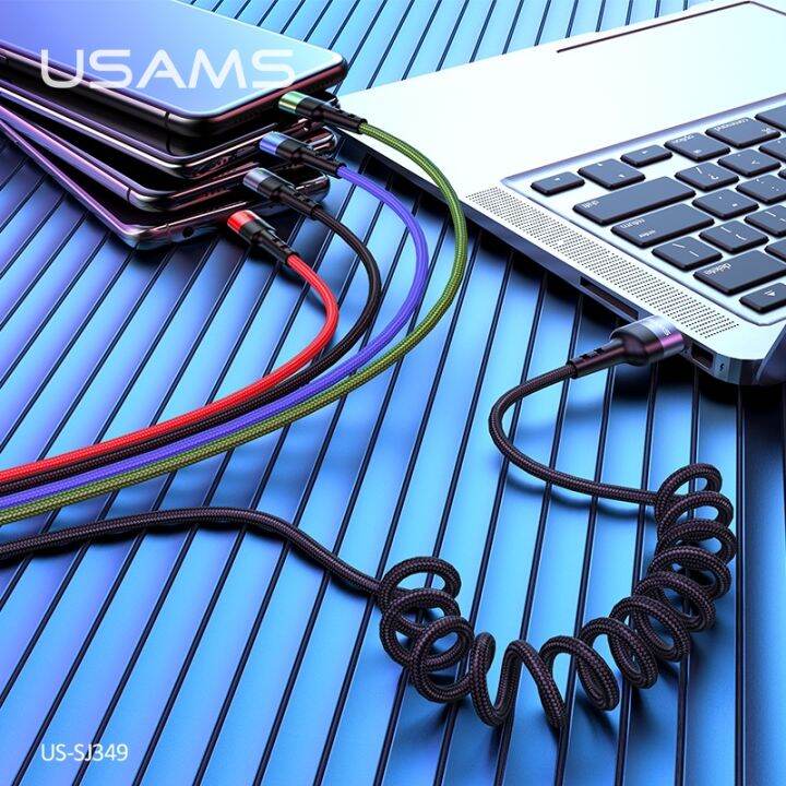 usams-3a-4-in-1-สายชาร์จ-สายข้อมูล-micro-usb-type-c-ip-สายเคเบิลโทรศัพท์