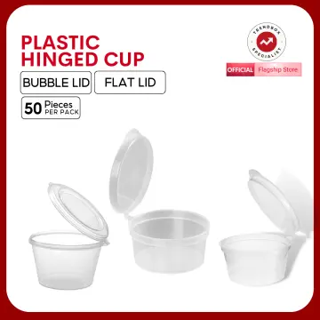50 Pack 30ml Plastic Condiment Cups with Attached Leak Resistant