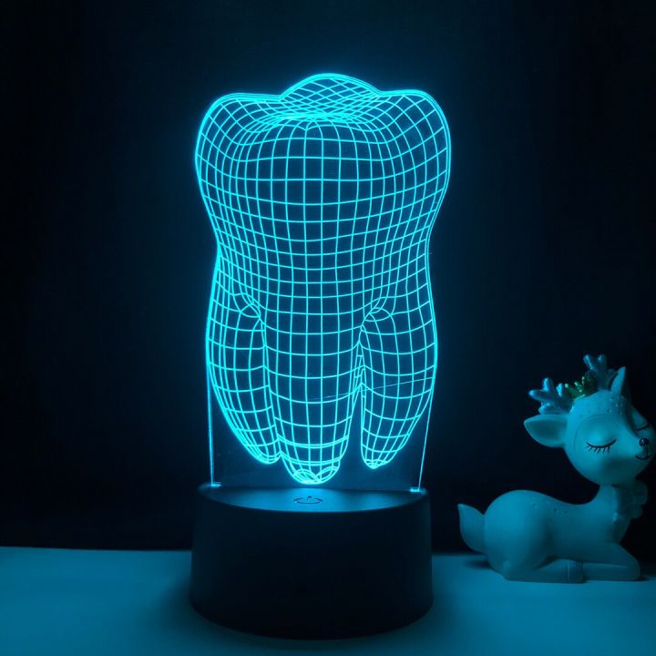 โคมไฟไฟ-led-กลางคืน3มิติรูปฟันภาพลวงตาสีสันห้องนอนเด็กอ่อนเด็กบรรยากาศแบบสัมผัส16สีเป็นของขวัญสำหรับทันตแพทย์