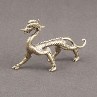 Chaoshihui Dragon Retro Figure ทองเหลืองรูปแกะสลักเดสก์ท็อปเครื่องประดับมังกรปศุสัตว์รูปปั้นชาสัตว์เลี้ยงชา