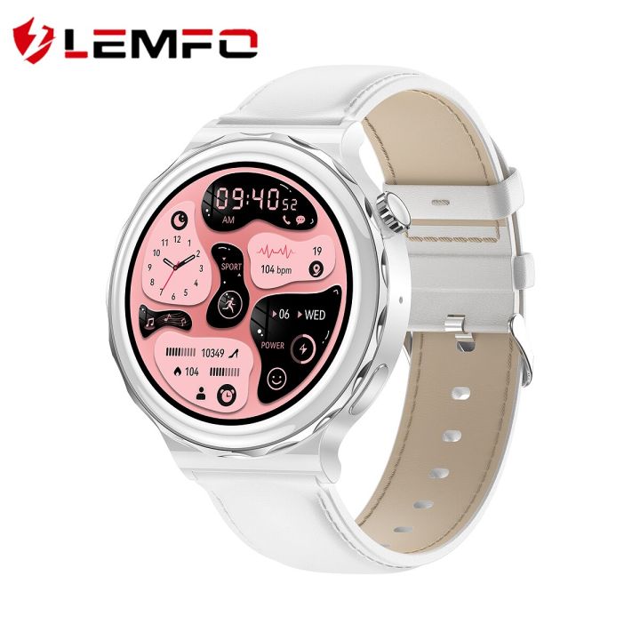 zzooi-lemfo-lhk43-nfc-smart-watch-women-wireless-charging-bluetooth-call-smartwatch-luxury-ip68-waterproof-1-36-inch-hd-screen-2023