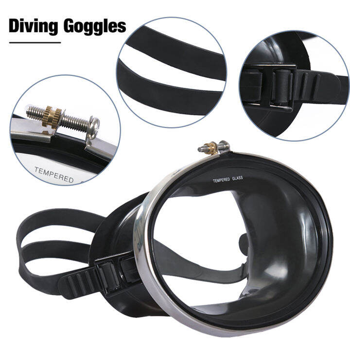 Hd Tempered Glass Diving Goggles Stainless Steel Big Frame Diving Mask