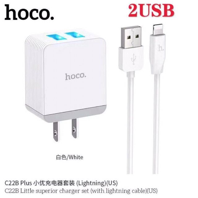 sy-hoco-c22b-plus-สายชาร์จพร้อมปลั๊ก-king-kong-charger-set-2usb-สายยาว-1เมตร-5-0-max-สำหรับ-iphone-micro-type-c