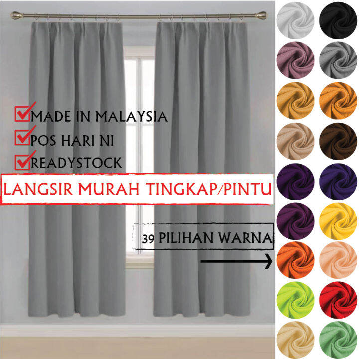 READY STOCK!! Solid colour Semi Dimout Langsir Murah Budget langsir ...