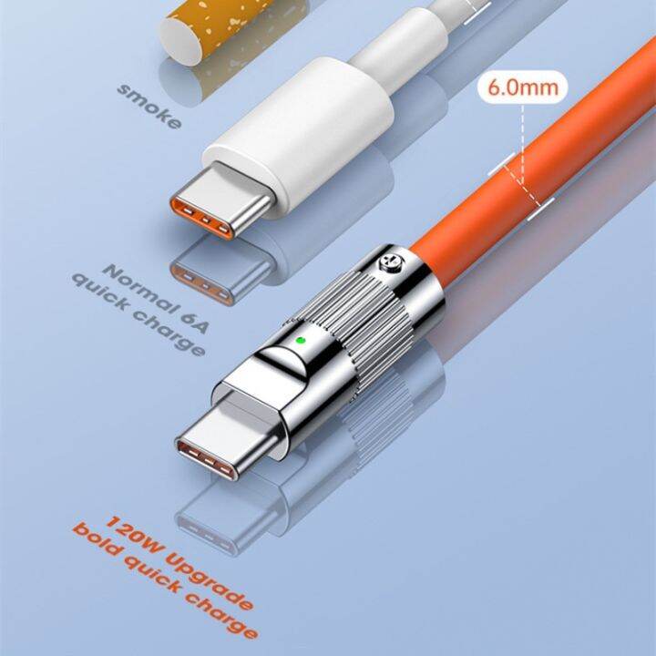 สายชาร์จเร็วมาก-ซิลิโคนเหลว-ชาร์จเร็ว-120w-6a-สายข้อมูล-usb-อลูมิเนียมอัลลอยด์-อินเทอร์เฟซ-type-c-micro-ip-สายเคเบิล