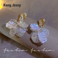 Kang Jessy s925 ต่างหูลายดอกไม้ลายเปลือกหอยสีสันสดใสแบบเข็มเงินต่างหูต่างหูกลีบดอกไม้แบบแฟชั่นฮิตในเน็ต