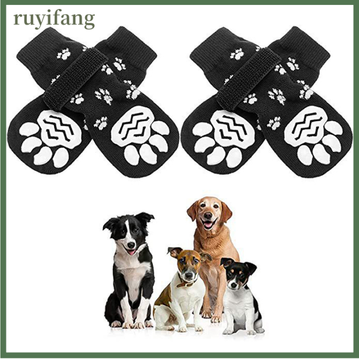 ruyifang-4pcs-pet-dog-shoes-ถุงเท้ากลางแจ้งในร่มกันน้ำไม่ลื่นรองเท้าสุนัขแมวถุงเท้า-pet-paw-protector-สำหรับสุนัขขนาดกลางขนาดเล็ก