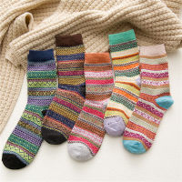 5 Pairs Casual Wool Women Socks Warmer Thermal Thicken Winter Cashmere Snow Kawaii Cute Girls Socks Pack