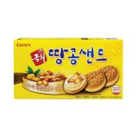 ขนมเกาหลี ขนมคุ้กกี้ครีมผสมถั่ว crown kukhee peanut sand cookie 155กรัม 국희 땅콩샌드