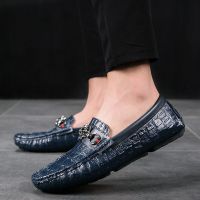 2021 Shoes Man 100% Leather Man Flat Shoes Casual Loafers Slip On Flats Shoes Moccasins Man Driving Shoes