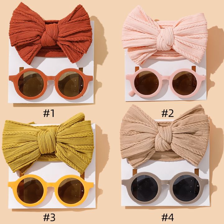 yf-2-3pcs-set-newborn-baby-headband-elastic-knit-with-sunglasses-children-turban-soft-kids-bow-headwear-hair-accessories