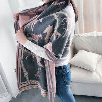 New Warm Scarf Womens Cashmere Shawl Mid-Length Fashion Lady Carriage Chain Decorative Foulard Pashmina Female Blanket