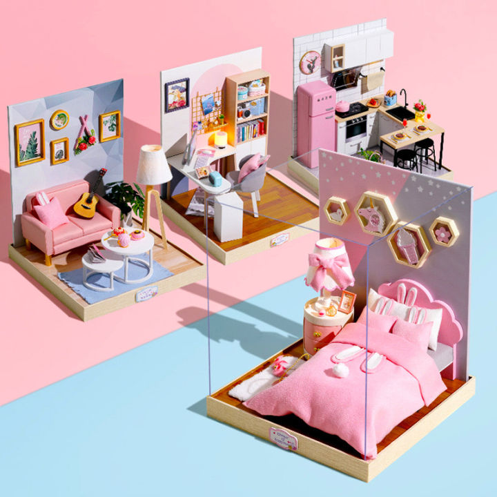 cutehome-บ้านตุ๊กตา-บ้านdiy-บ้านจำลอง-ห้องจำลอง-diy-house-ของใช้จิ๋ว-บ้านประกอบ-พลาสติกของจิ๋วชุดdiy-บ้านประกอบของเล่นแสง-diy-house-assembling-house-dollhouse-m-007