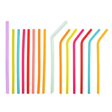 6 Pack Multicolor Silicone Replacement Straws for Stanley 20 30 40 oz cup, Reusable Long Straw with Cleaning Brush