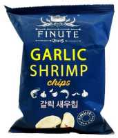 Finute Garlic Flavor Shrimp Chips 240g. Garlic Shrimp Chips ข้าวเกรียบกุ้งรสกระเทียม 240 กรัม (ห่อสีน้ำเงิน)