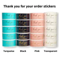 "Thank You For Your Order"Sticker For Pack Sealing Labels Sticker Black Pink Turquoise Transparent Gold Stationery Stickers Roll