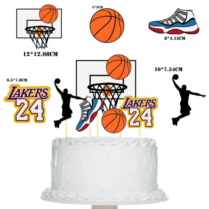 Basketball theme party decoration NBA Lakers 24 basketball Cake Toppers ...