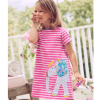 Jumping Meters Summer Princess Girls Dresses With Elephant Applique Short Sleeve Kids Clothing Hot Selling Costume Baby Frocks  by Hs2023