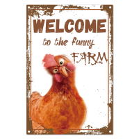 Jimin Funny Farm ป้ายโลหะ-ป้ายดีบุกลายไก่สำหรับโรงรถสวนบาร์ประตูห้องน้ำและของตกแต่งลาน