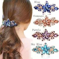 4แพ็คคริสตัลกิ๊บติดผมคลิปผมRhinestoneดอกไม้สไตล์ปิ่นปักผมBarrettes